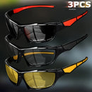 1Óculos de Sol Esportivos Polarizados Masculinos /3PCS Leves com Visão Noturna para Ciclismo, Direção, Pesca e Moda com Lentes Espelhadas