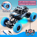 Carrinho de controle remoto com luzes coloridas piscantes, rodas de borracha, brinquedo off-road ideal para presentes de Natal para crianças.