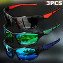 1Óculos de Sol Esportivos Polarizados Masculinos /3PCS Leves com Visão Noturna para Ciclismo, Direção, Pesca e Moda com Lentes Espelhadas