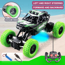 Carrinho de controle remoto com luzes coloridas piscantes, rodas de borracha, brinquedo off-road ideal para presentes de Natal para crianças.
