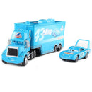 Miniatura de caminhão em miniatura do filme Carros 3 da Pixar, com os personagens Relâmpago McQueen, Jackson e Storm Ramirez. Brinquedo infantil para presente.