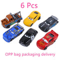 Conjunto de 6-7 peças de carros de corrida de metal fundido da Disney Pixar Car 3, 2 e 1: Relâmpago McQueen, Caminhão Mack, Jackson e Storm. Brinquedo Dinoco Racer para meninos.