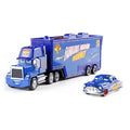 Miniatura de caminhão em miniatura do filme Carros 3 da Pixar, com os personagens Relâmpago McQueen, Jackson e Storm Ramirez. Brinquedo infantil para presente.