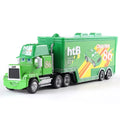 Miniatura de caminhão em miniatura do filme Carros 3 da Pixar, com os personagens Relâmpago McQueen, Jackson e Storm Ramirez. Brinquedo infantil para presente.